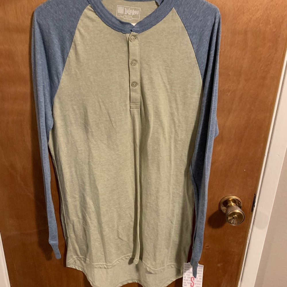 LulaRoe Mark sz S NWT tan/yellow and blue